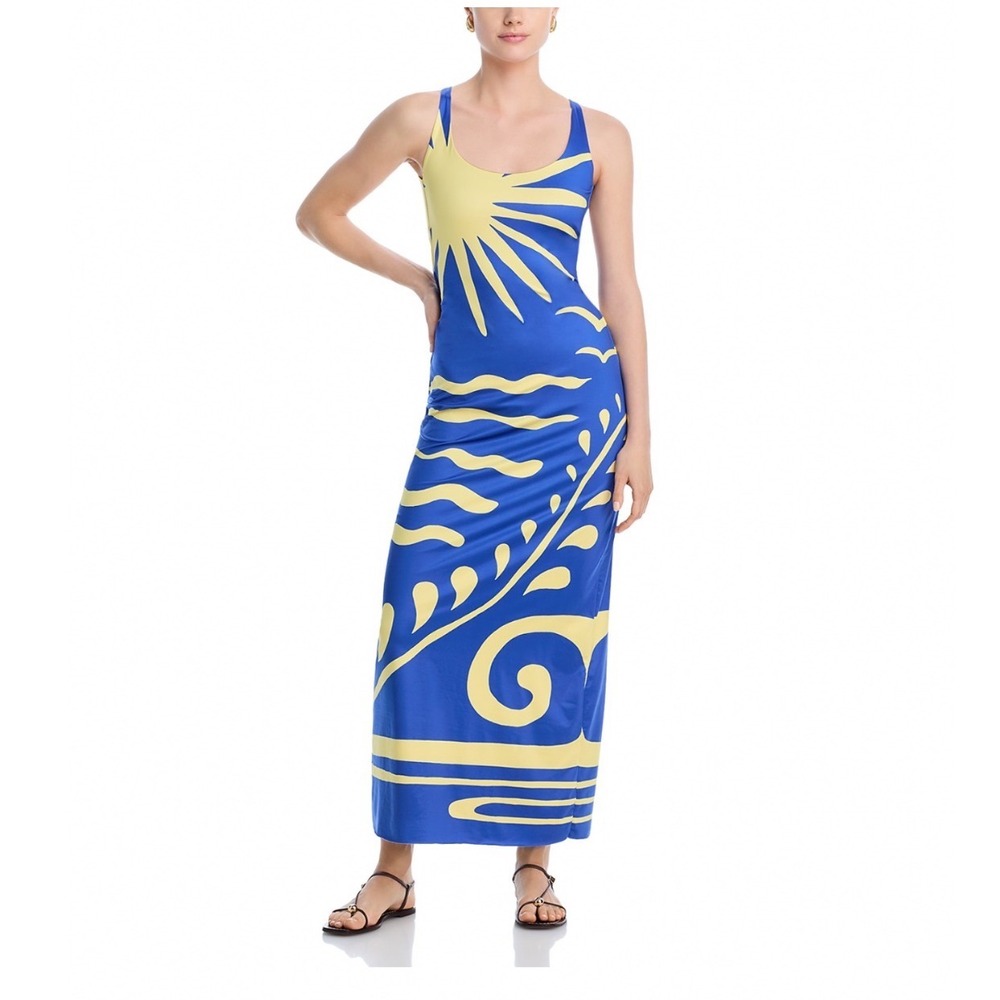 Cala de la Cruz Solange Swim Cover-Up Dress Malibu Azul Yellow XS New